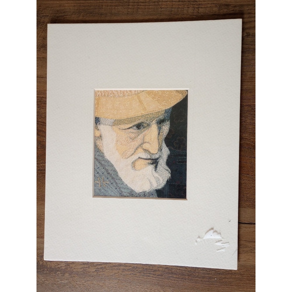 Deidre Scherer 1993 Matted Print In Plastic 10"X8" Title Unknown (Older Man)